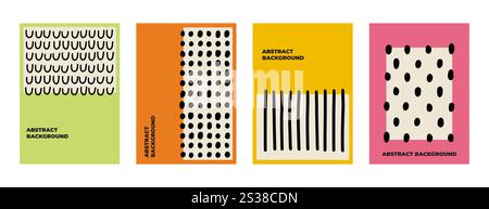 Set di banner artistici Doodle trendy Shapes. Illustrazione Vettoriale