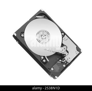 Unità disco rigido all'interno isolata su sfondo bianco. Unità disco rigido interna Foto Stock