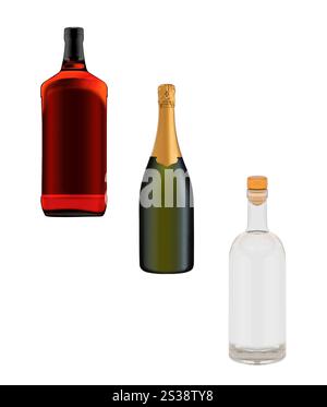 Bottiglie di bevande alcoliche Foto Stock