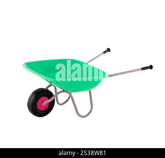 carriola, carrello per calcestruzzo vuoto isolato su sfondo bianco Foto Stock