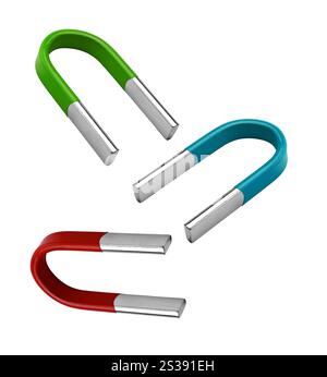 magnete a ferro di cavallo isolato su sfondo bianco. magnete a ferro di cavallo Foto Stock