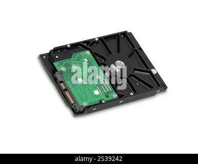aprire l'unità disco rigido dall'alto isolata su sfondo bianco. aprire l'unità disco rigido dall'alto Foto Stock