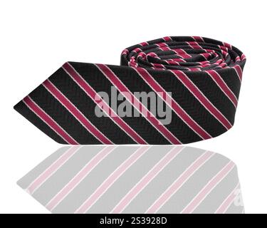 Elegante cravatta a righe su sfondo bianco. Elegante cravatta a righe Foto Stock