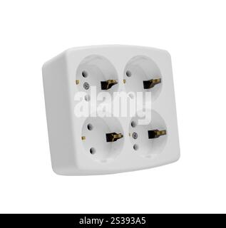 L'adattatore elettrico è isolato su un bianco Foto Stock
