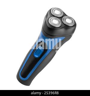 Rasoio elettrico closeup su sfondo bianco Foto Stock