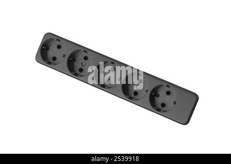 Prolunga di alimentazione nera isolata su sfondo bianco. Prolunga di alimentazione nera isolata Foto Stock