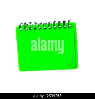 Libretto di note con copertina di colore verde isolato su sfondo bianco. Quaderno con copertina a colori Purpule isolato su sfondo bianco Foto Stock