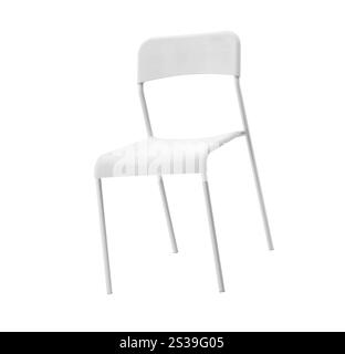 Sedia bianca su sfondo bianco. Sedia bianca Foto Stock