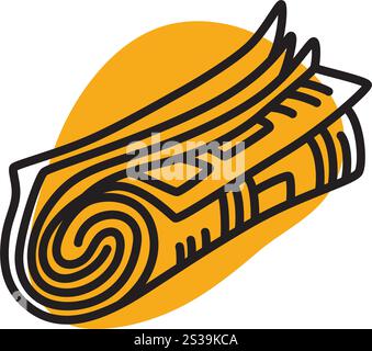 Icona del quotidiano Doodle disegnata a mano con linee sottili e blob colorato Illustrazione Vettoriale