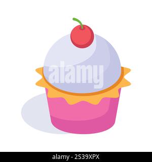 Prendi questa icona creata con cura di cupcake, torta di compleanno con un design vettoriale isometrico Illustrazione Vettoriale