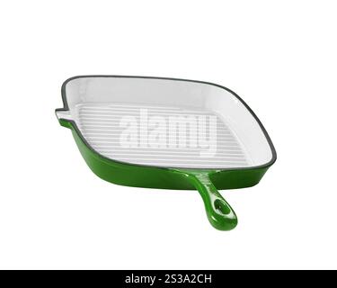 Piatto verde pulito con ombra isolata su sfondo bianco. Piatto verde pulito con ombra goccia Foto Stock