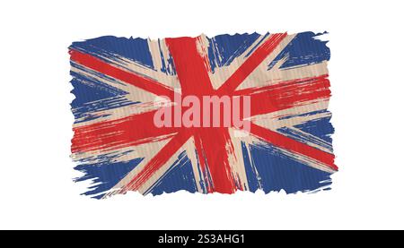 Vettore vintage bandiera britannica. Disegno vecchia bandiera del Regno Unito in stile grunge. Illustrazione Vettoriale