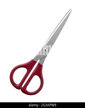 Forbici rosse isolate su sfondo bianco. Forbici rosse su sfondo bianco Foto Stock