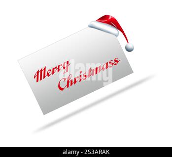 buon natale scritto su carta isolata su sfondo bianco. buon natale scritto su carta Foto Stock