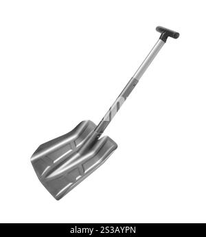 pala da neve in argento isolata su bianco. pala da neve in argento Foto Stock