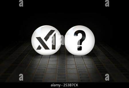 Logo Grok, design Visual Logo 3D - X Corp Azienda tecnologica. Foto Stock