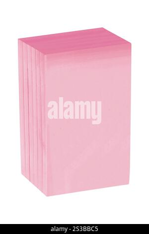 note adesive rosa isolate su bianco. note adesive verdi isolate su bianco Foto Stock