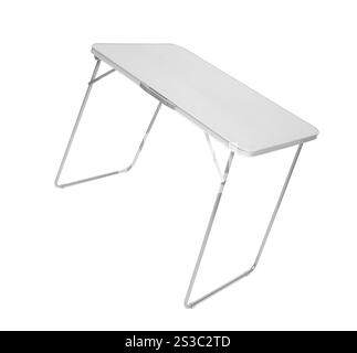 Tavolo pieghevole isolato su bianco Foto Stock