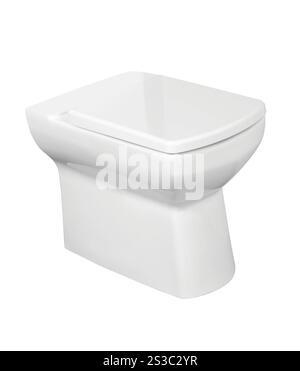 Ciotola bianca, isolata su bianco. Ciotola bianca per WC Foto Stock