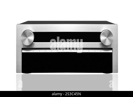 Sistema audio isolato su sfondo bianco. Impianto audio Foto Stock