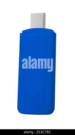 Primo piano di una memoria flash USB isolata in bianco. Primo piano di una memoria flash USB Foto Stock