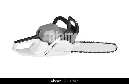 Chainsaw isolati su sfondo bianco Foto Stock