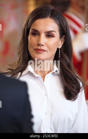 Madrid, Spagna. 9 gennaio 2025. La regina Letizia di Spagna partecipa ad un ricevimento agli ambasciatori stranieri al Palazzo reale il 9 gennaio 2025 a Madrid, Spagna. Crediti: Album/Alamy Live News Foto Stock