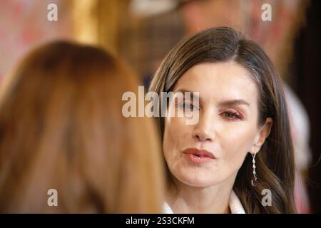 Madrid, Spagna. 9 gennaio 2025. La regina Letizia di Spagna partecipa ad un ricevimento agli ambasciatori stranieri al Palazzo reale il 9 gennaio 2025 a Madrid, Spagna. Crediti: Album/Alamy Live News Foto Stock