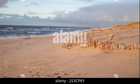 Weststrand Hörnum auf der Insel Sylt, der kilometerlange Dünenstrand ist ein Markenzeichen der nördlichsten Insel Deutschlands 04.01.25 *** Weststrand Hörnum sull'isola di Sylt, la spiaggia di dune lunga chilometri è un marchio registrato dell'isola più settentrionale della Germania 04 01 25 Foto Stock