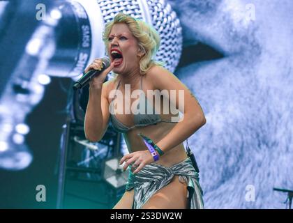 Amyl and the sniffers (Amy Taylor) si esibisce all'All Points East Festival, Victoria Park, Londra, Inghilterra. REGNO UNITO. Venerdì 25 agosto 2023 Foto Stock