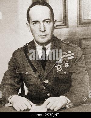 Un ritratto del generale statunitense Douglas MacArthur (1880 - 1964) che era Capo di Stato maggiore , Comandante Supremo durante vari conflitti e Comandante Supremo per le potenze alleate durante l'occupazione del Giappone. Foto Stock