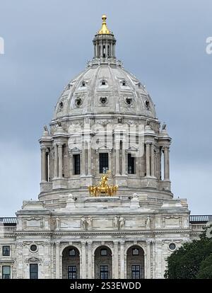 Dome e quadriga del Minnesota State Capitol Building, St Paul, Minnesota Foto Stock