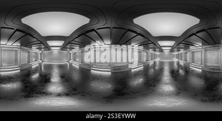 Mappa futuristica della realtà virtuale. Mappa ambientale per il tuo progetto, panorama. Showroom virtuale. magazzino, corridoio. Panorama hdri sferico a 360 gradi Foto Stock
