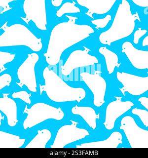 Colombe bianche senza cuciture. Sfondo di piccione bianco. Tessuto per bambini Illustrazione Vettoriale