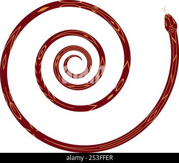 spirale serpente. 2025 illustrazione vettoriale del Capodanno lunare cinese isolata su sfondo bianco. Illustrazione Vettoriale