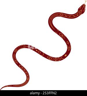 serpente ondulato. 2025 illustrazione vettoriale del Capodanno lunare cinese isolata su sfondo bianco. Illustrazione Vettoriale