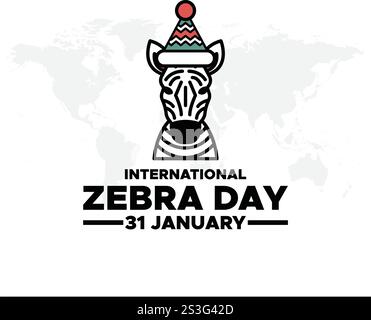 grafica vettoriale della giornata internazionale della zebra, ideale per le celebrazioni internazionali della giornata della zebra. design piatto. design del volantino.illustrazione piatta. Illustrazione Vettoriale