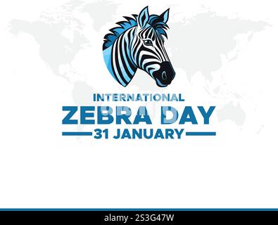 grafica vettoriale della giornata internazionale della zebra, ideale per le celebrazioni internazionali della giornata della zebra. design piatto. design del volantino.illustrazione piatta. Illustrazione Vettoriale