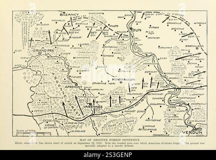 Mappa di Argonne Forest Offensive, 26 settembre 1918. Archivia la mappa della battaglia della prima guerra mondiale. Foto Stock