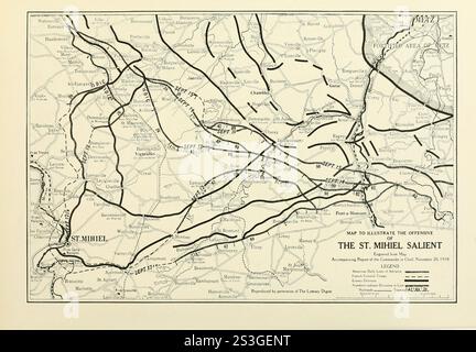 Mappa per illustrare l'offensiva del saliente di Saint-Mihiel, 12-15 settembre 1918. Archivia la mappa della battaglia della prima guerra mondiale. Foto Stock