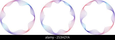 Cornice astratta con angoli interni ondulati. Bordo arrotondato con linee sottili e colorate. Illustrazione Vettoriale