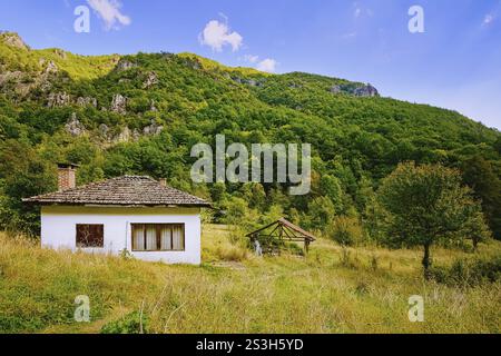 Casa nella valle del fiume Devin, Rodopi occidentali Struilitsa, Bulgaria, Europa Foto Stock