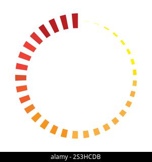 Barra sfumatura circolare. Vettore timer gradiente. Toni da rosso a giallo. Forma arrotondata astratta. Illustrazione Vettoriale