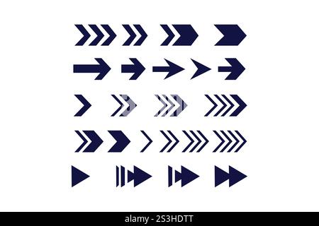 Illustrazione grafica vettoriale una serie di icone a freccia Illustrazione Vettoriale