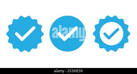 Illustrazione vettoriale dell'icona del badge dell'account di Facebook Instagram verificato Illustrazione Vettoriale