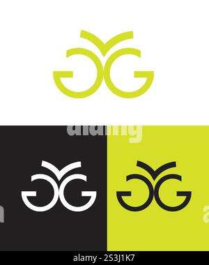 Design dell'icona del logo GG Letter, illustrazione vettoriale Illustrazione Vettoriale
