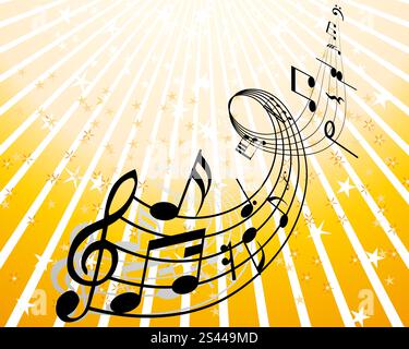 Nota musicale personale su sfondo rosso Illustrazione Vettoriale