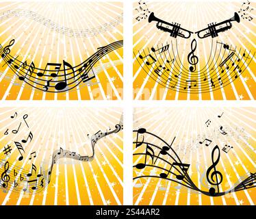 Set di quattro vettori note musicale personale Illustrazione Vettoriale