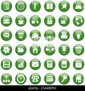 Business e Office insieme di vettori differenti icone sul web Illustrazione Vettoriale