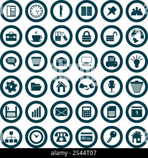 Business e Office insieme di vettori differenti icone sul web Illustrazione Vettoriale